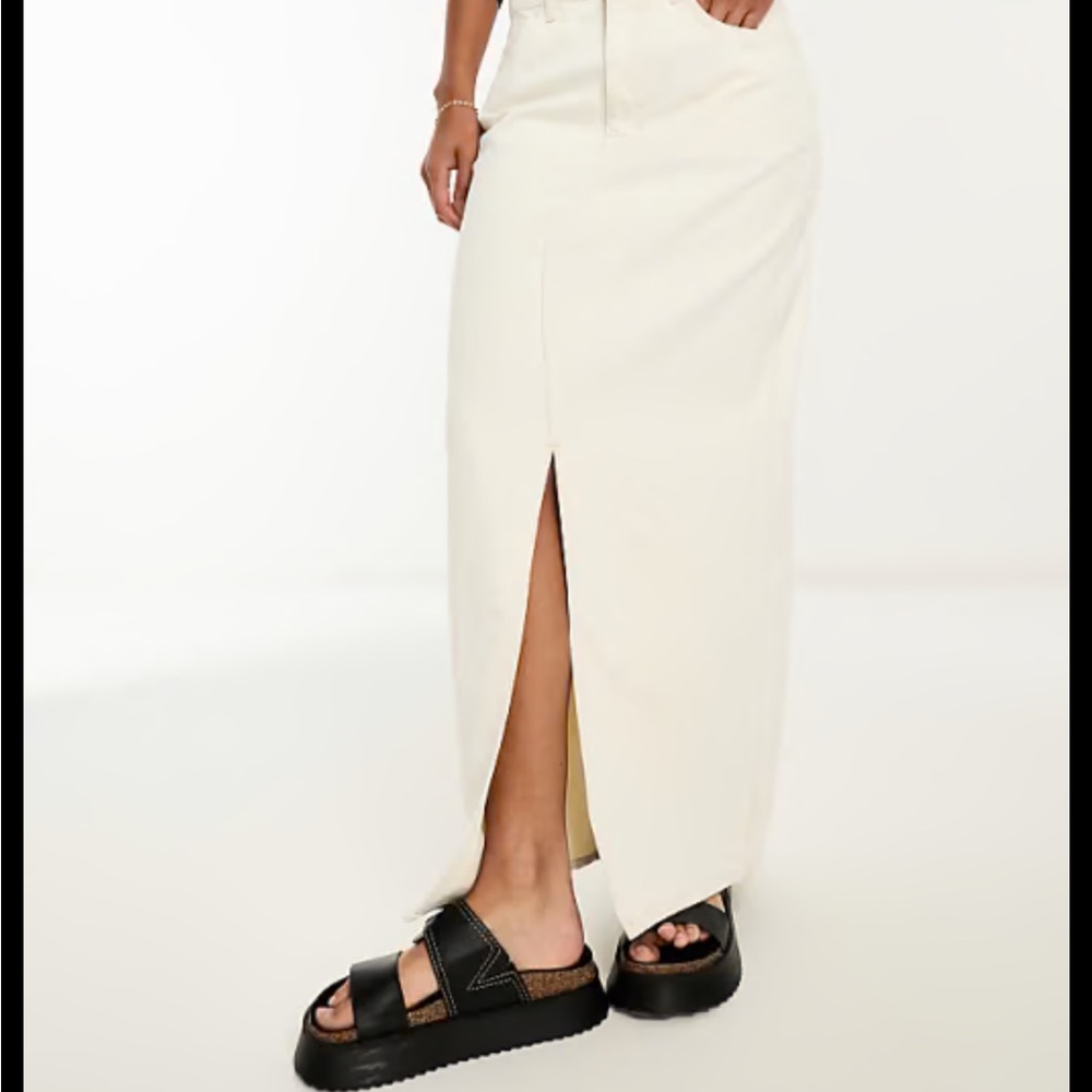 Mango front split denim maxi skirt